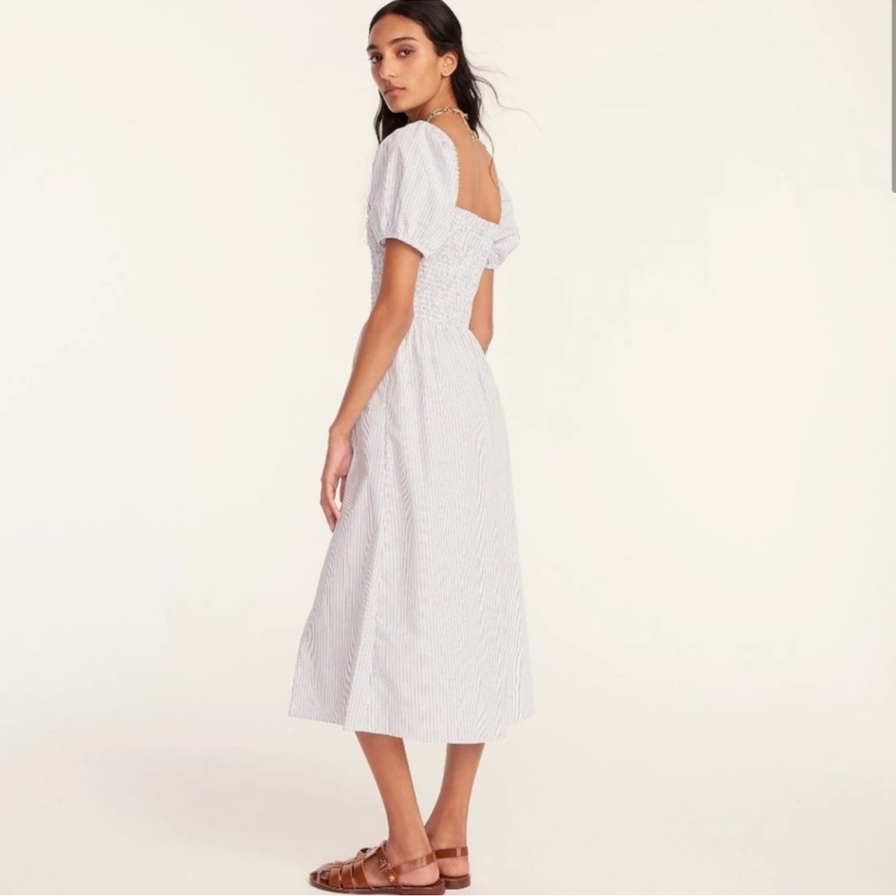J. Crew smocked midi dress.